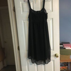 High Low Black Dress with Lace and Button details